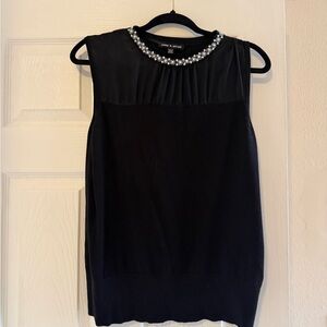 Cable & Gauge Black Top with Pearl Embellishments